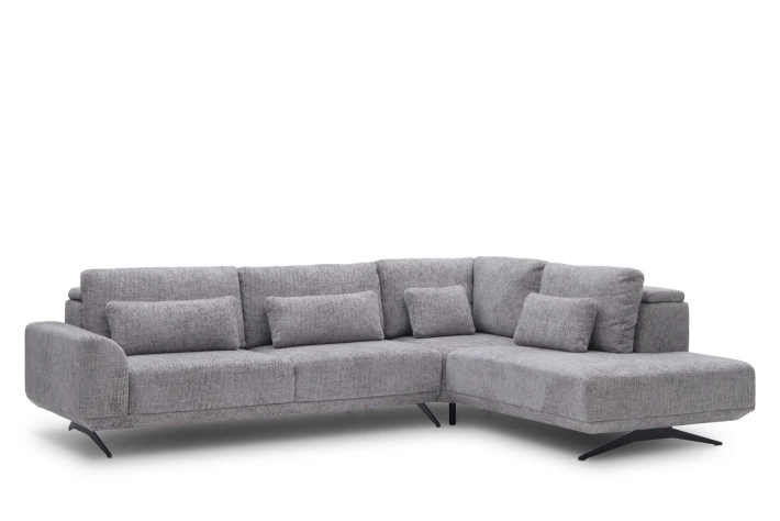 Miękki narożnik Misty Super Soft w układzie L – z elektrycznym wysuwem i regulacją zagłówków