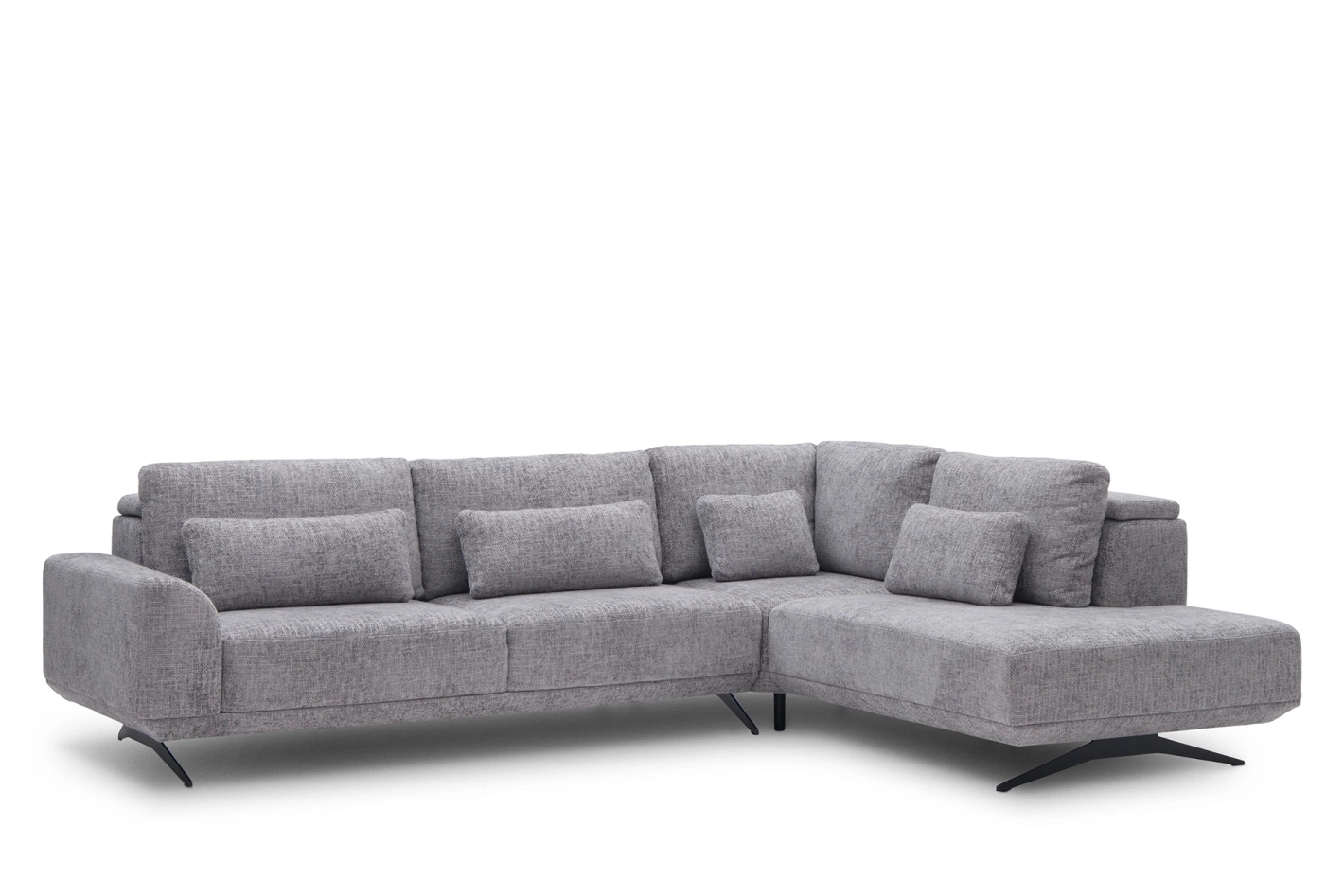 Miękki narożnik Misty Super Soft w układzie L – z elektrycznym wysuwem i regulacją zagłówków