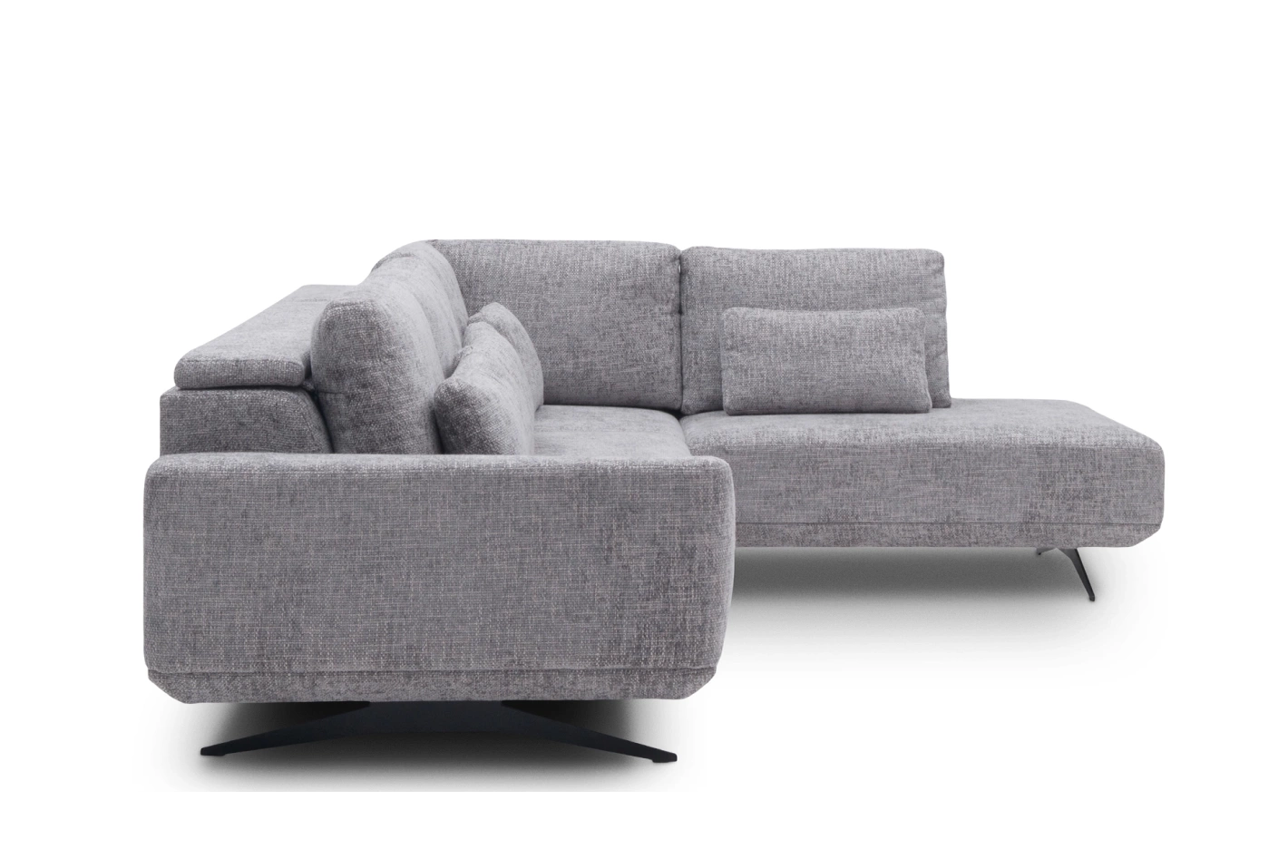 Miękki narożnik Misty Super Soft w układzie L – z elektrycznym wysuwem i regulacją zagłówków