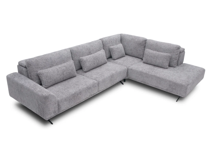 Miękki narożnik Misty Super Soft w układzie L – z elektrycznym wysuwem i regulacją zagłówków