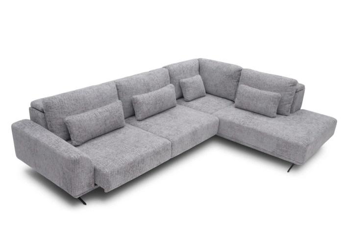 Miękki narożnik Misty Super Soft w układzie L – z elektrycznym wysuwem i regulacją zagłówków