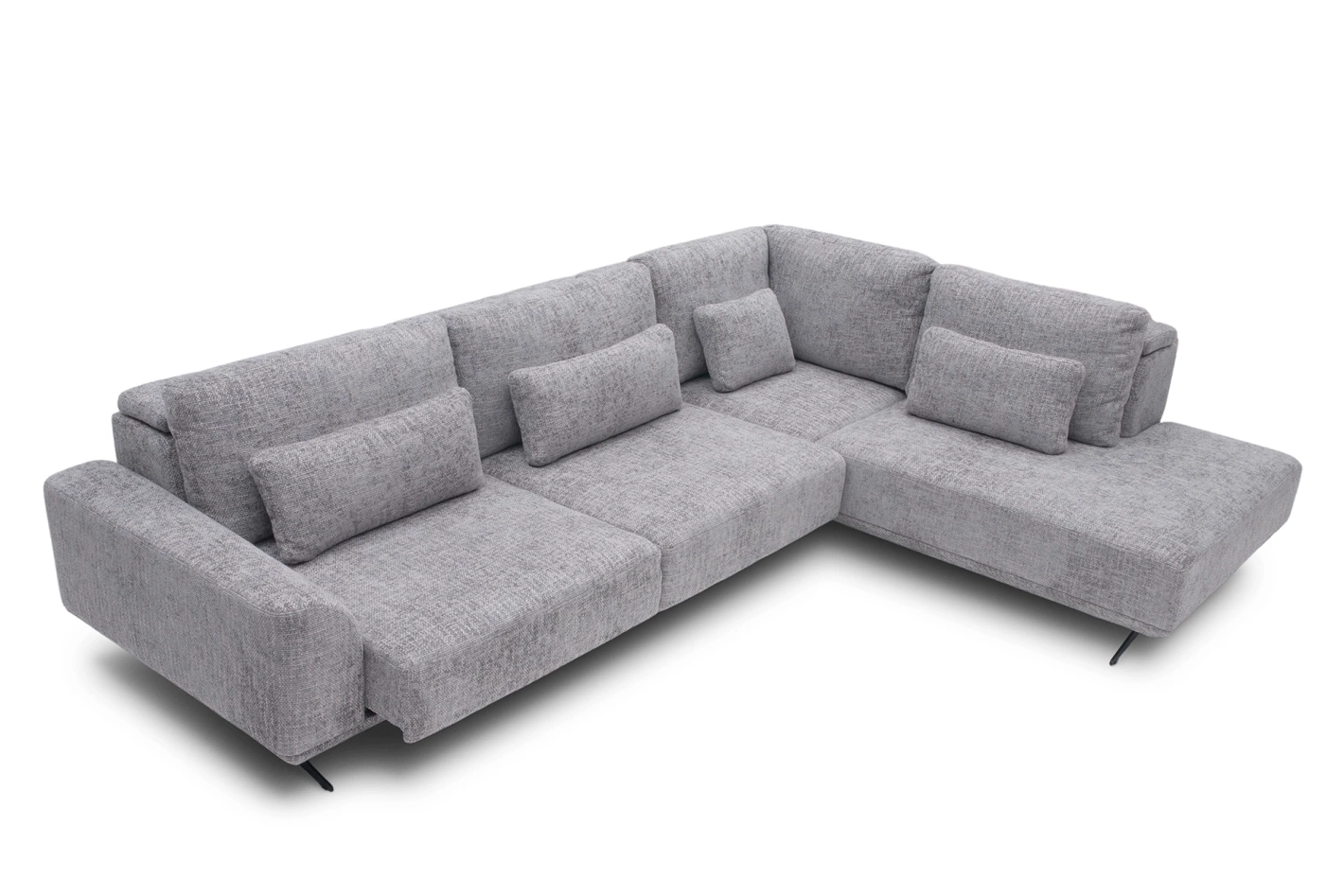Miękki narożnik Misty Super Soft w układzie L – z elektrycznym wysuwem i regulacją zagłówków