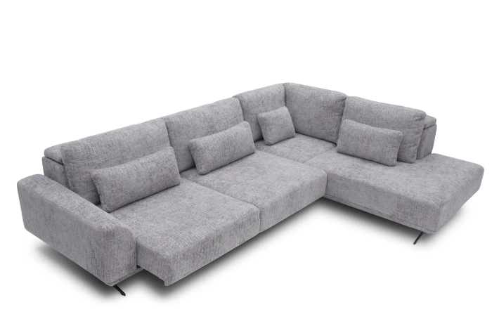 Miękki narożnik Misty Super Soft w układzie L – z elektrycznym wysuwem i regulacją zagłówków