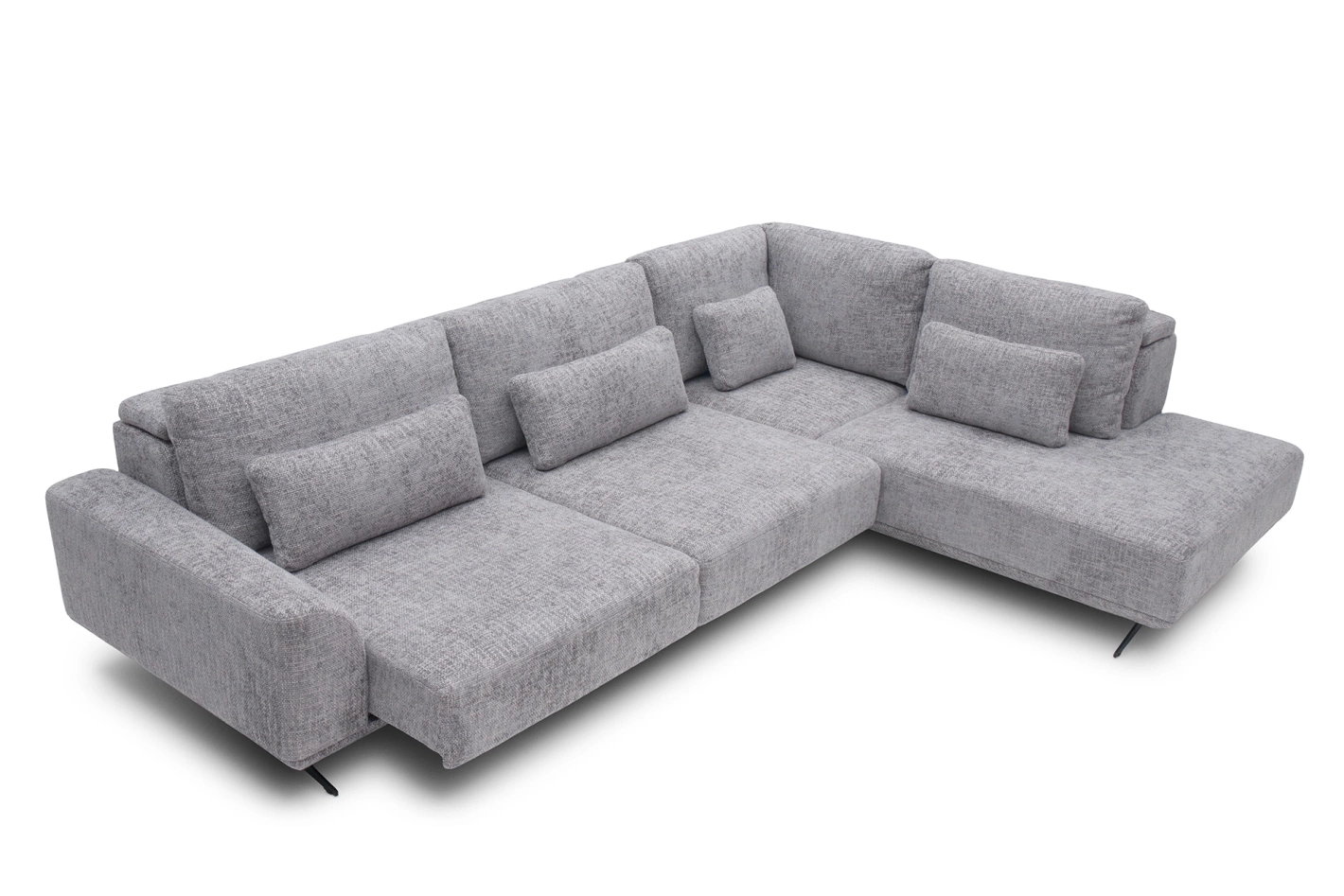 Miękki narożnik Misty Super Soft w układzie L – z elektrycznym wysuwem i regulacją zagłówków