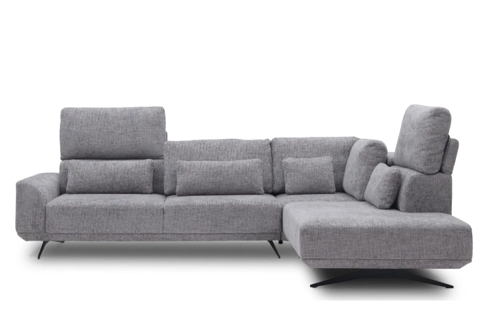 Miękki narożnik Misty Super Soft w układzie L – z elektrycznym wysuwem i regulacją zagłówków