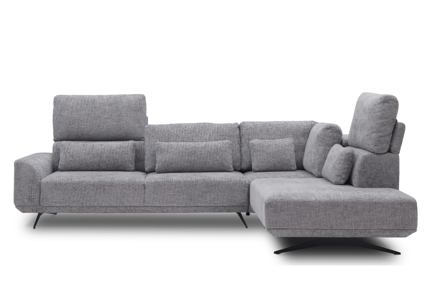 Miękki narożnik Misty Super Soft w układzie L – z elektrycznym wysuwem i regulacją zagłówków