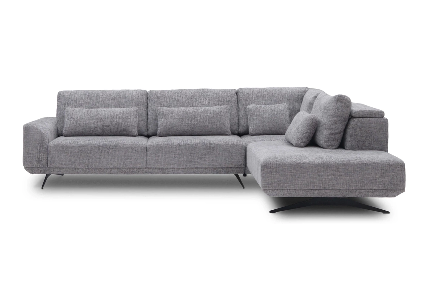 Miękki narożnik Misty Super Soft w układzie L – z elektrycznym wysuwem i regulacją zagłówków