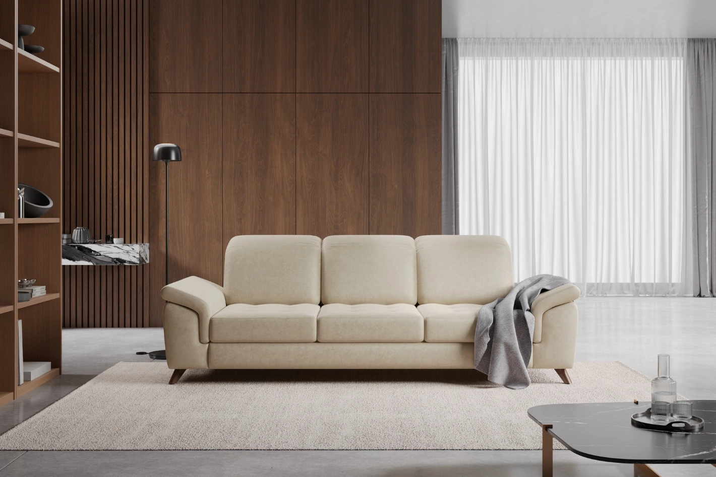 Sofa z funkcją spania Barcelona | Trzyosobowa z regulowanymi zagłówkami | Wajnert Meble